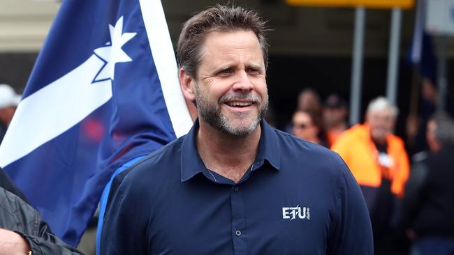 23/10/18 ACTU state secretary Troy Gray during an ACTU rally through the streets of Melbourne.. Aaron Francis/The Australian