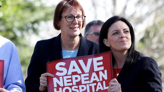 Federal Member for Macquarie Susan Templeman and Lindsay MP Emma Husar at a rally to save Nepean Hospital.