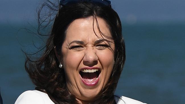 Queensland Premier Annastacia Palaszczuk in Brisbane today, after The Courier-Mail published opinion polls indicating she was ahead. Picture: AAP/Dan Peled