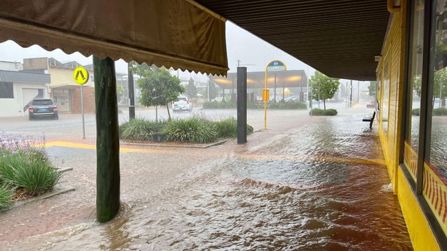 The main street of Kingaroy went under water on Monday afternoon. Pic: Higgins Storm Chasing