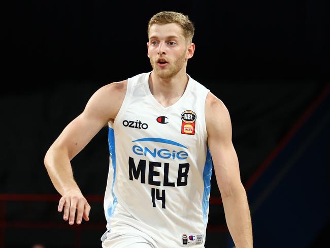 BRISBANE, AUSTRALIA - NOVEMBER 07: Jack White of United in action during the round eight NBL match between Brisbane Bullets and Melbourne United at Brisbane Entertainment Centre, on November 07, 2024, in Brisbane, Australia. (Photo by Chris Hyde/Getty Images)