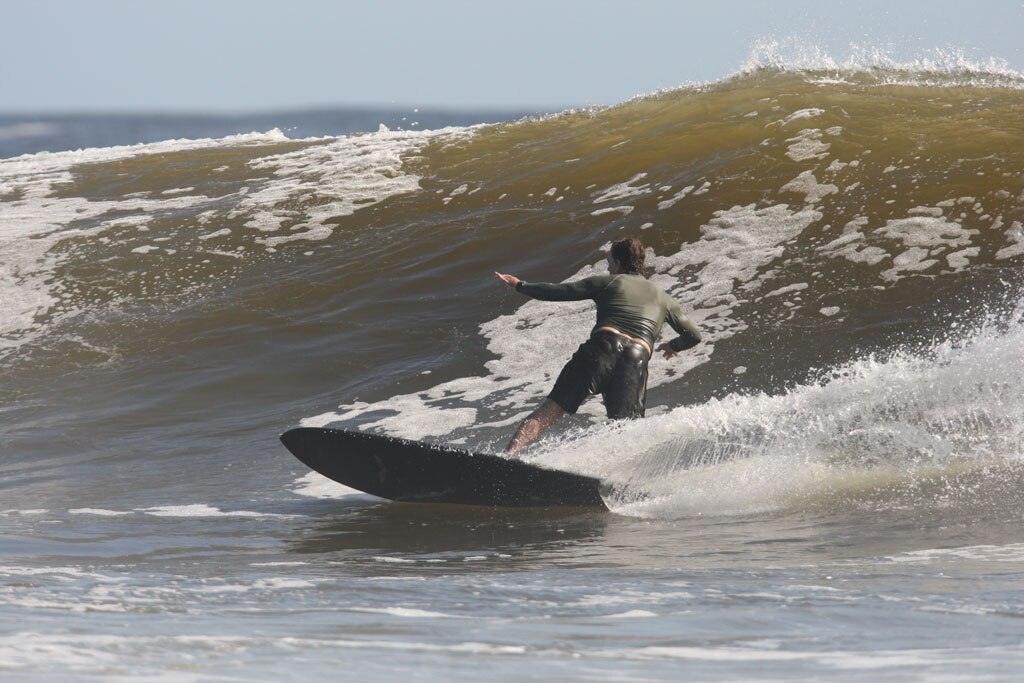 The moves were bigger and the tubes getting longer as the swell from an ex-cyclone sends massive waves onto the Sunshine Coast point breaks. Picture: Nicholas Falconer