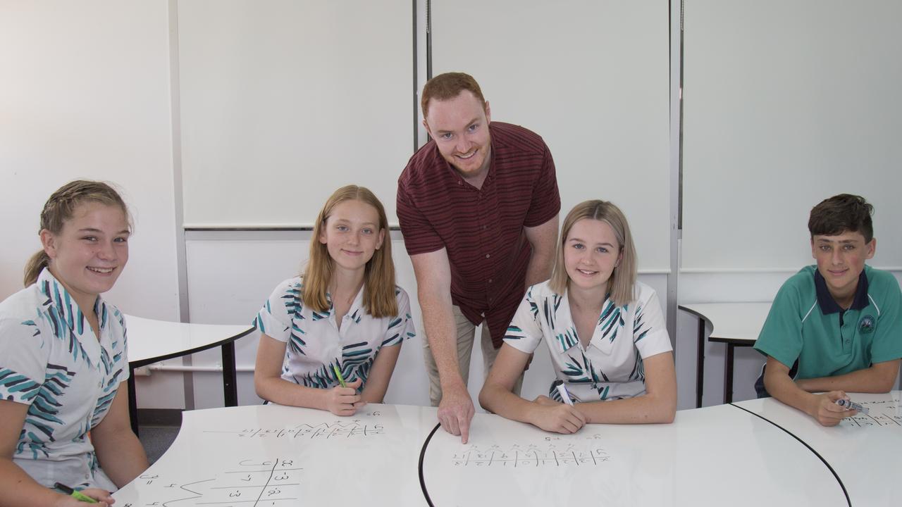 Sunshine Beach State High students Amelia Aufderheide, CoCo Birt, Zoe Waller, Daniel Theiber and teacher Andrew Savage.