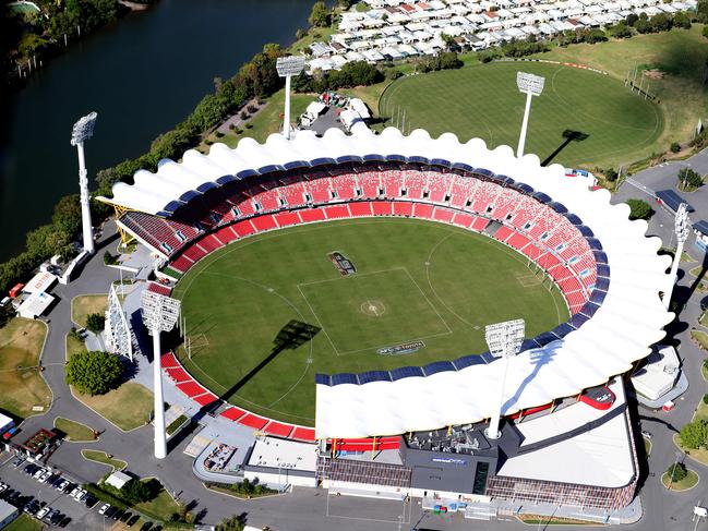 An aerial view of the Gold Coast Suns’ home ground Metricon Stadium. Picture: Adam Head