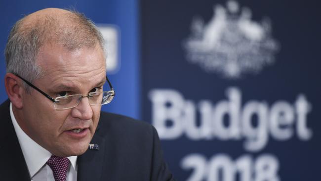 Australian Federal Treasurer Scott Morrison on Tuesday. Picture: Lukas Coch/AAP