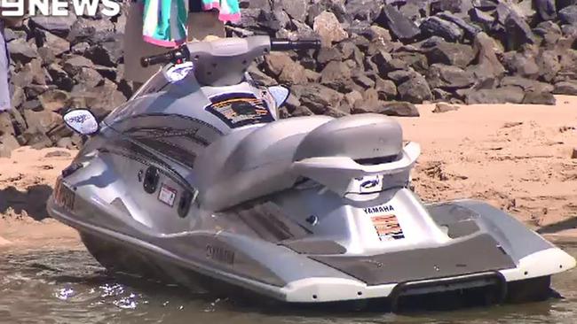 Two jet skis collided, leaving one person injured. Photo: 9 News Gold Coast.