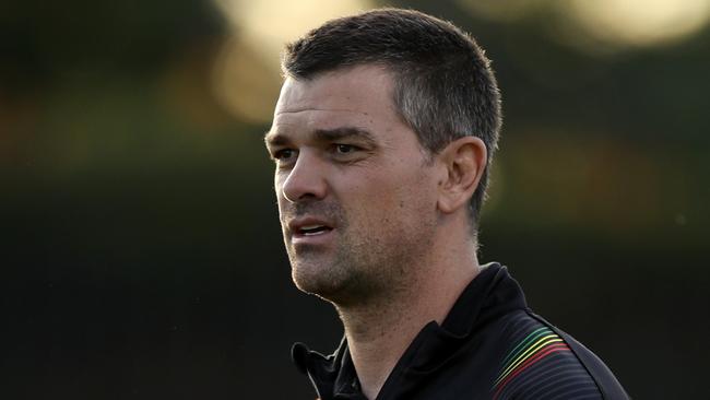 SYDNEY, AUSTRALIA - MAY 31: Assistant coach Cameron Ciraldo of the Panthers looks on ahead of the round three NRL match between the Penrith Panthers and the Newcastle Knights at Campbelltown Stadium on May 31, 2020 in Sydney, Australia. (Photo by Mark Kolbe/Getty Images)