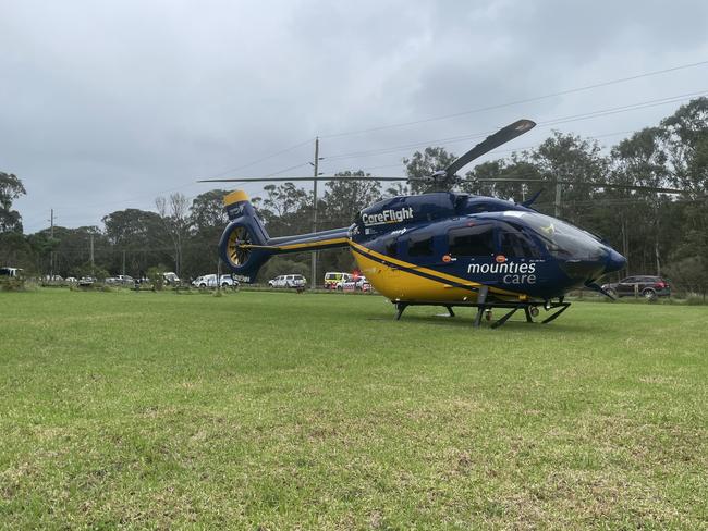 The CareFlight helicopter which flew the child from Londonderry to Westmead. Picture: Supplied