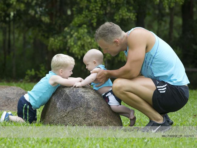 Julius with children Hugo and Emmett. Picture: Captured by Bec