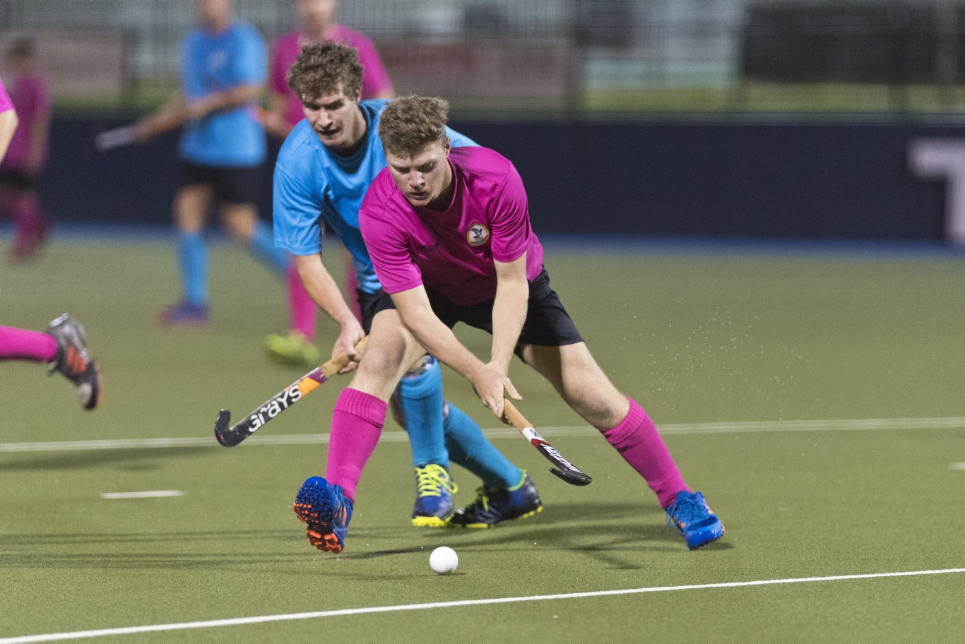 Shaun Alexander of Pink Batts against SQPS Scorers in Iron Jack Challenge mens hockey at Clyde Park, Friday, February 28, 2020. Picture: Kevin Farmer