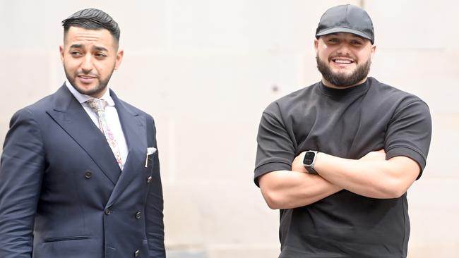 Rapper Ali Younes (right) with solicitor Abdul Saddik. Picture: NCA NewsWire / Jeremy Piper