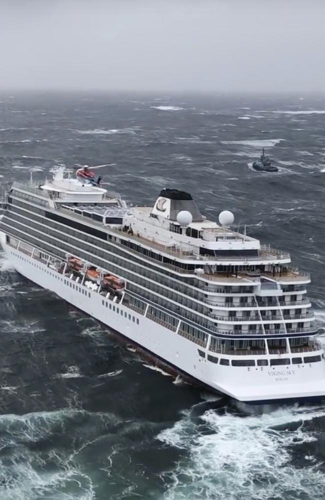 One of the questions investigators will have to look into is why the Viking Sky took the risk in the first place. Picture: CHC helicopters via AP.