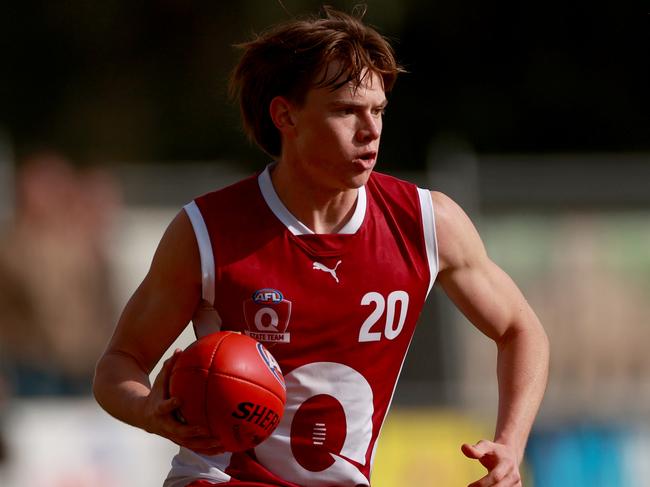 Marshall representing Queensland in an U17 Futures match in 2023. Picture: Kelly Defina/AFL Photos