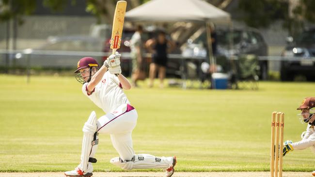 Ben Murdoch batting earlier in the season. Today he also claimed an early wicket for St Peters. (AAP Image/Richard Walker)