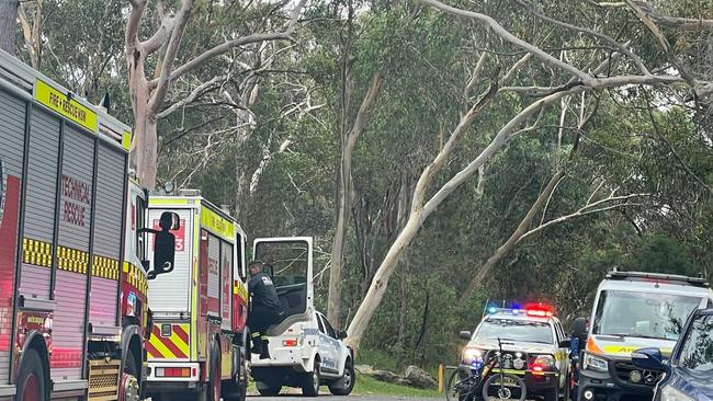 Emergency services descended on Kentlyn to rescue the mountain bike rider. Picture: Annie Lewis