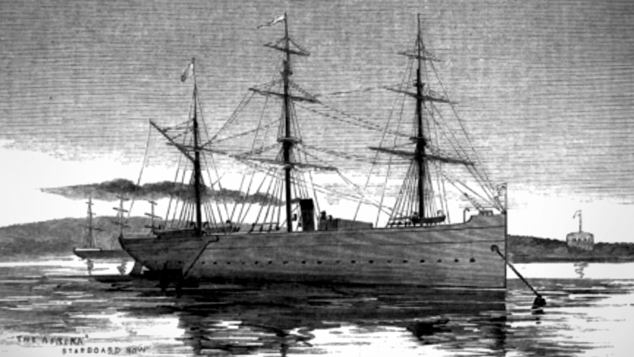 Russian warship Afrika, the flagship for the visit of 1882. Picture: State Library of Victoria