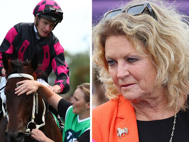 Trainer Angela Davies (right) and her stable star, Our Kobison. Pictures: Getty Images