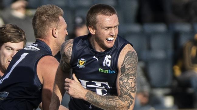 Launceston’s Dylan Riley kicked another five goals against the Tigers at the Twin Ovals. Picture: Eddie safarik