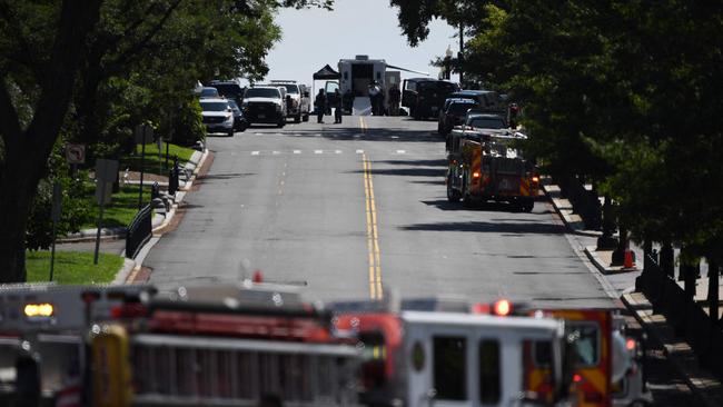 First responders and police investigate a bomb threat near the US Capitol and Library of Congress in Washington, DC.