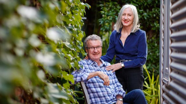 Dr Peter Goldsworthy with his wife Lisa at home in Adelaide. Picture: Matt Turner.