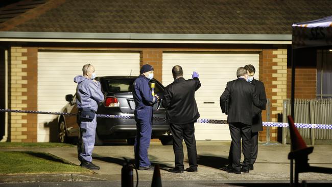 Police and forensics at Boundary Road home on the day David Arslanian was shot by his brother Haig. Picture: Alan Barber