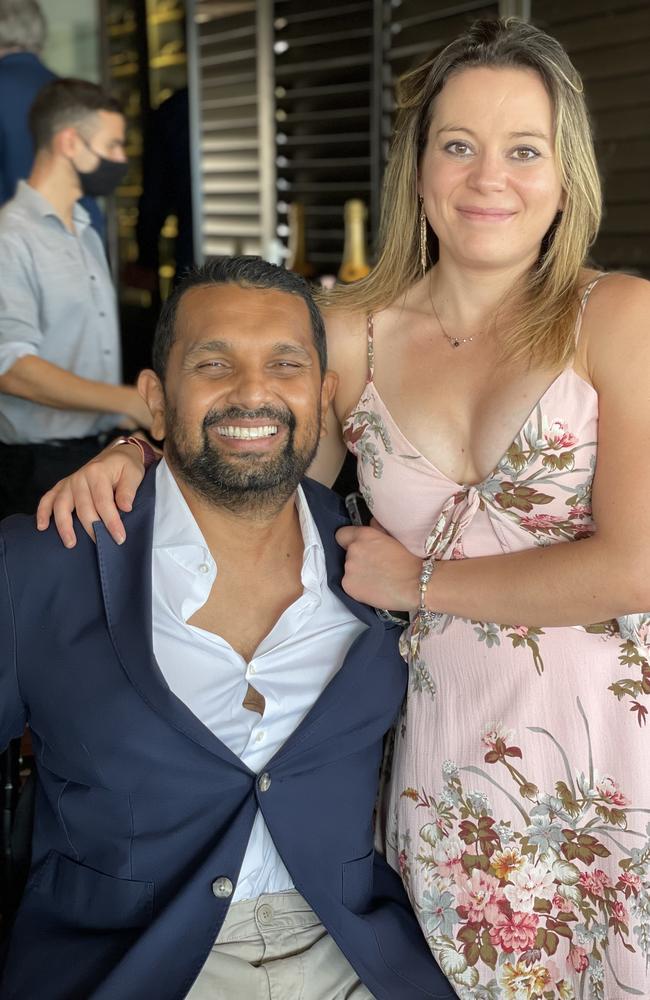 Dr Dinesh Palipana with his girlfriend Dr Chiara Ventre in 2021 - both are doctors in the emergency department of the Gold Coast University Hospital.