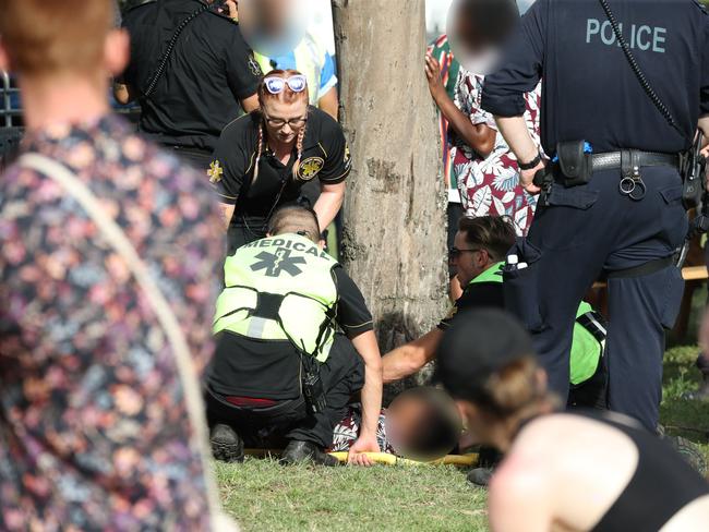 Medical staff treated people at the FOMO music festival. Picture: David Swift