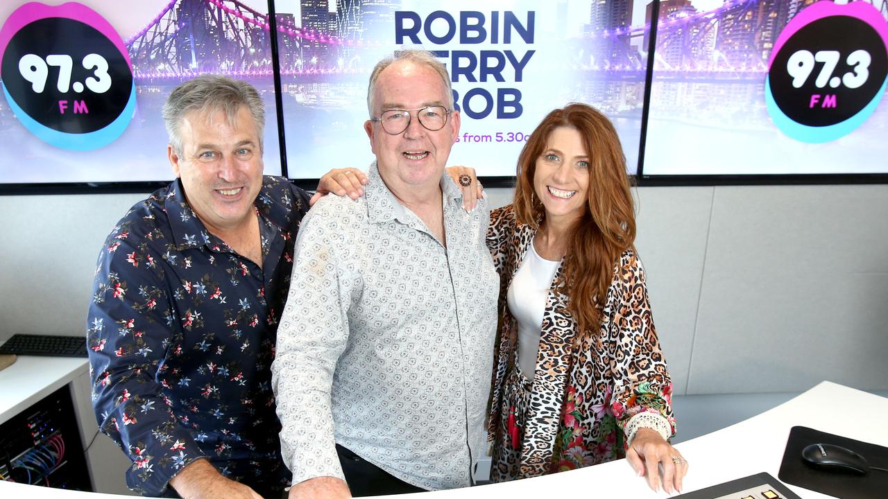 Terry Hansen, Bob Gallagher, Robin Bailey of the 97.3 breakfast show. Picture: Steve Pohlner