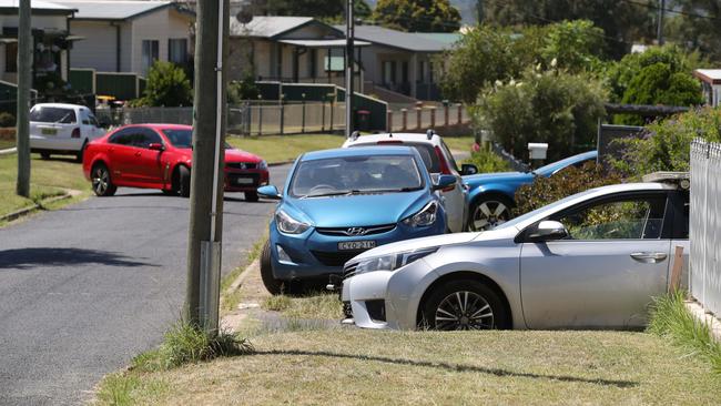 Many residents in Warragamba are forced to park on the nature strip as the roads are too tight. Picture: David Swift