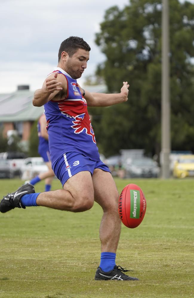 Cory Hargreaves takes a kick for Keysborough. Picture: Valeriu Campan