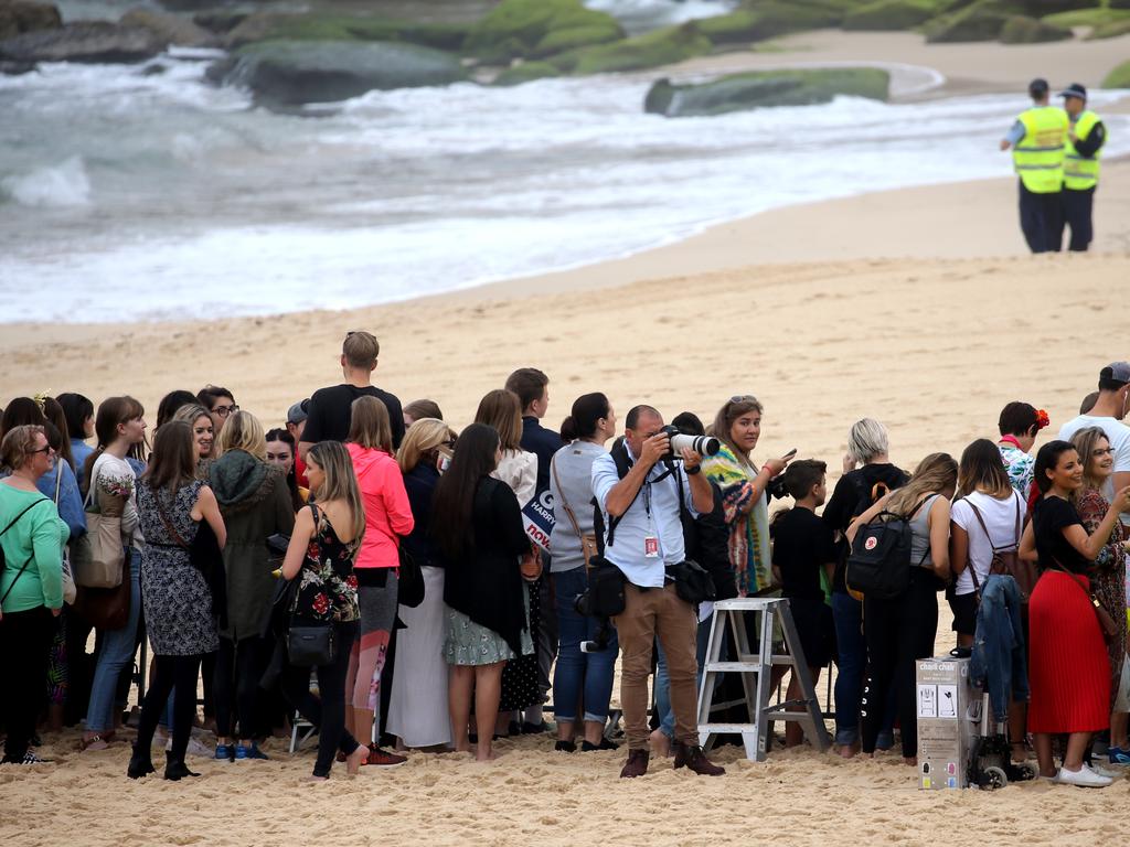 Foggy start at Bondi for the royal visit , small crowds about. Picture: John Grainger