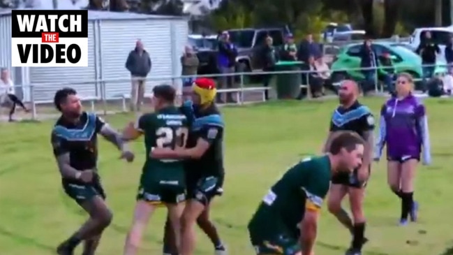 Josh Dugan sent off after wild footy brawl