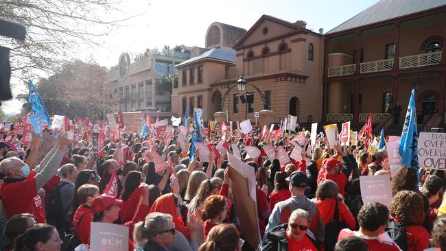 Striking teachers could have added a new demand. That parents take more responsibility for their children so that teachers can spend more time being teachers. Picture: John Grainger