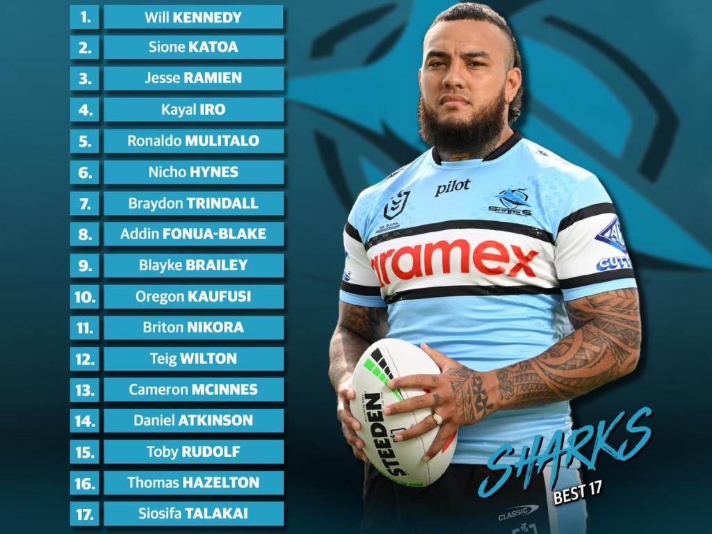 Cronulla Sharks best 17 for 2025.