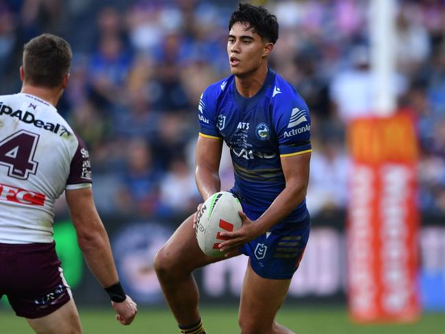 Blaize Talagi on NRL debut against Manly in round three.. Picture: NRL Imagery