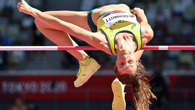 Nicola McDermott on her way through qualifying this morning. Picture: Andrej Isakovic/AFP