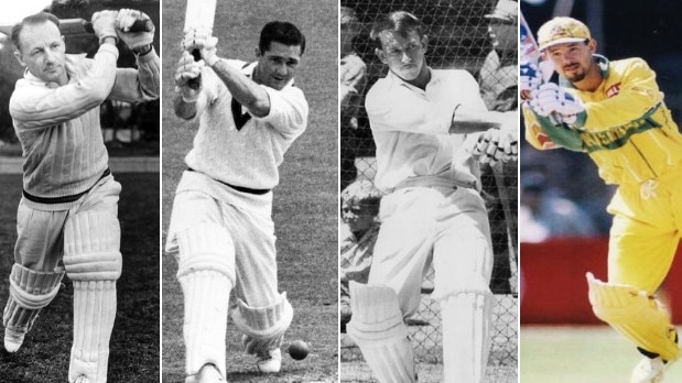 Test greats (l-r) Don Bradman, Neil Harvey, Doug Walters and Ricky Ponting were all selected for Australia early in their careers.