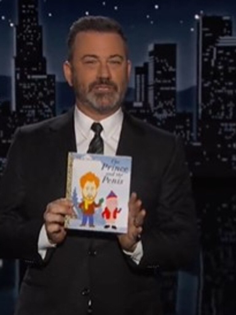 Jimmy Kimmel with the fake childrens book.