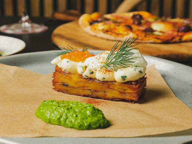 Potato terrine at Wayward Winery. Picture: Lachlan Phyland