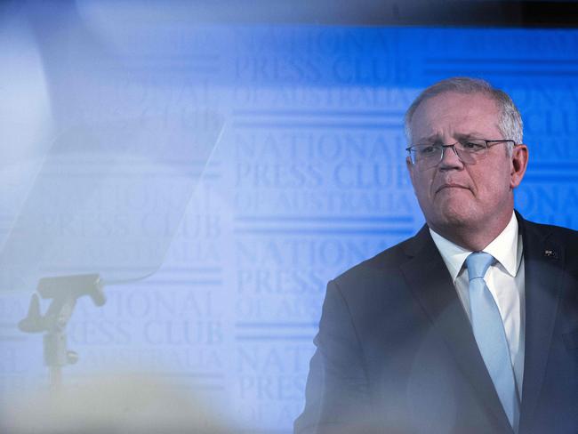 CANBERRA, AUSTRALIA-NCA NewsWire Photos. 01 OCTOBER 2020: NATIONAL PRESS CLUBAustralian Prime Minister Scott Morrison during his 'Pre-Budget Address' at the National Press Club in CanberraPicture: NCA NewsWire / Gary Ramage