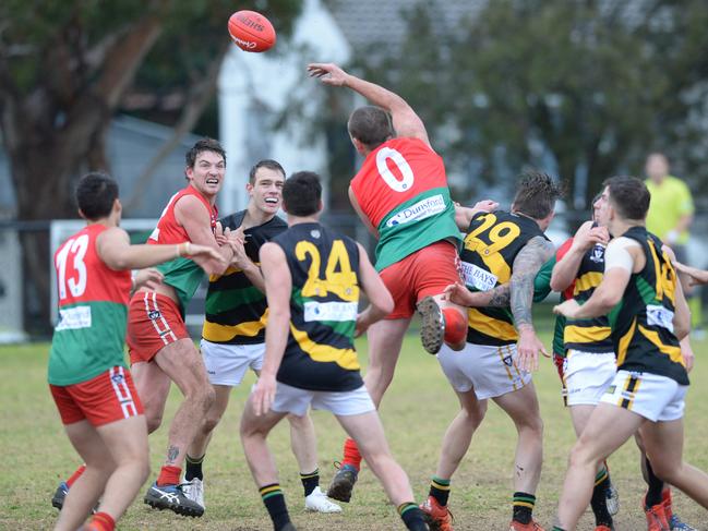 Action from the Pines versus Dromana game at Eric Bell Reserve last season. Picture: Chris Eastman