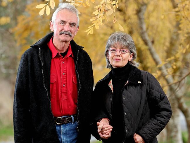 Chemotherapy patient Michael Bowe and his wife Ann Lees at their Woodside home. Picture: DYLAN COKER