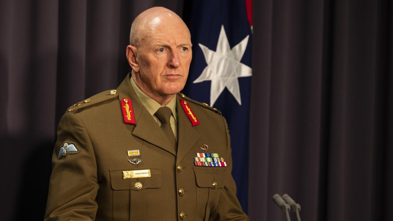 Lieutenant-General John Frewen says the new vaccine advertising campaign is about raising awareness. Picture: NCA NewsWire / Martin Ollman