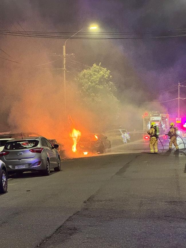 An anti-Semitic attack with cars torched and hate messages sprayed on them and others over night. A house was also splashed with red paint. Picture: Supplied.