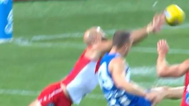 Did Jarrad McVeigh gets fingers on the ball?