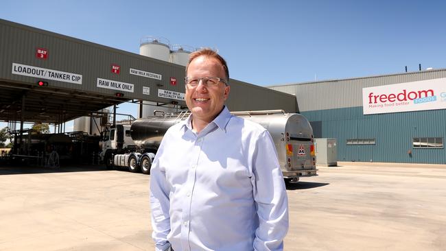 Former Freedom Foods Group CEO Rory McLeod, in 2017 at its Shepparton Processing plant, in Victoria. Picture: Stuart McEvoy, The Australian.