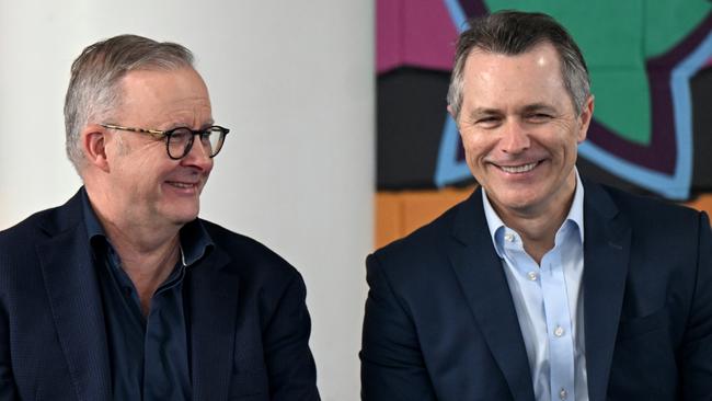 Prime Minister Anthony Albanese and Education Minister Jason Clare want to slow the rate of increase on students’ HECS and HELP debts. Picture: Lukas Coch