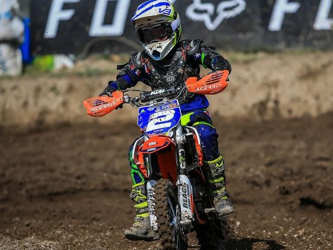 Ky Woods representing Australia at the 2019 Junior Motocross World Championship. Picture: MXGP