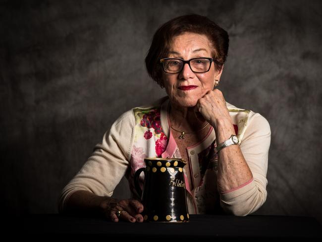 Mimi Wise holds a jug that belonged to her mother. Picture: Katherine Griffiths, courtesy Sydney Jewish Museum collection.