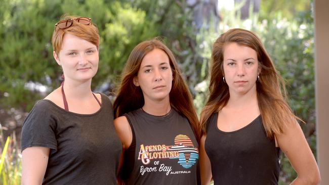 11/2/16. McLaren Vale Backpackers - Romy von Mengershausen - 18yrs (Germany), Sarah Campos Y Becenna - 23yrs (Belgium) and Mathilde de Bremond d'Ars - 22 yrs (France). Pic: Keryn Stevens